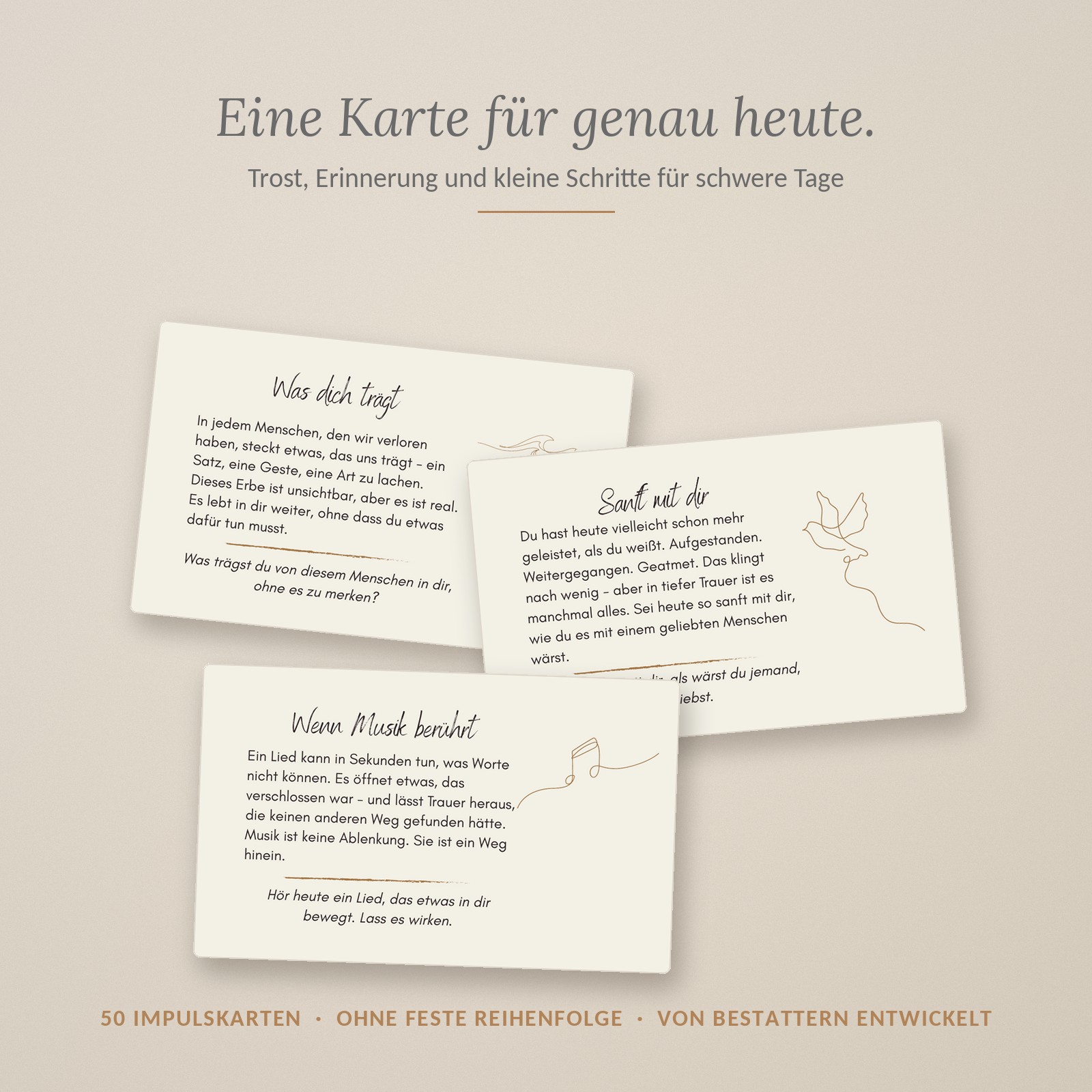 Impulskarten für Trauernde · UNVERGESSEN