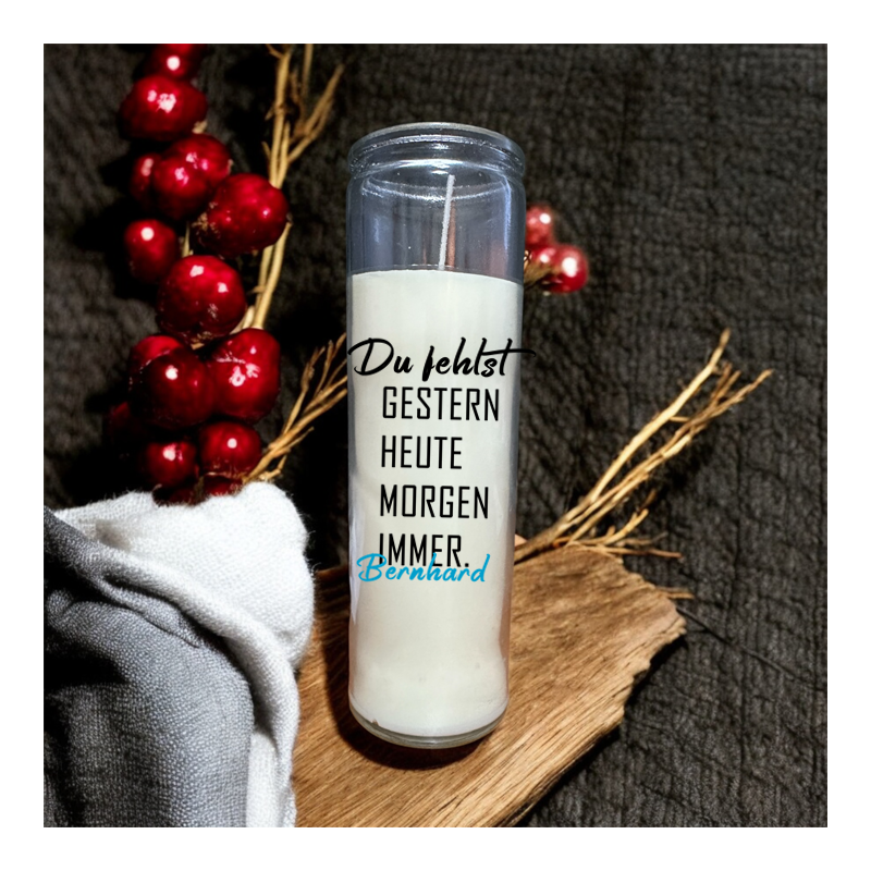 Gedenklicht aus Glas für Drinnen