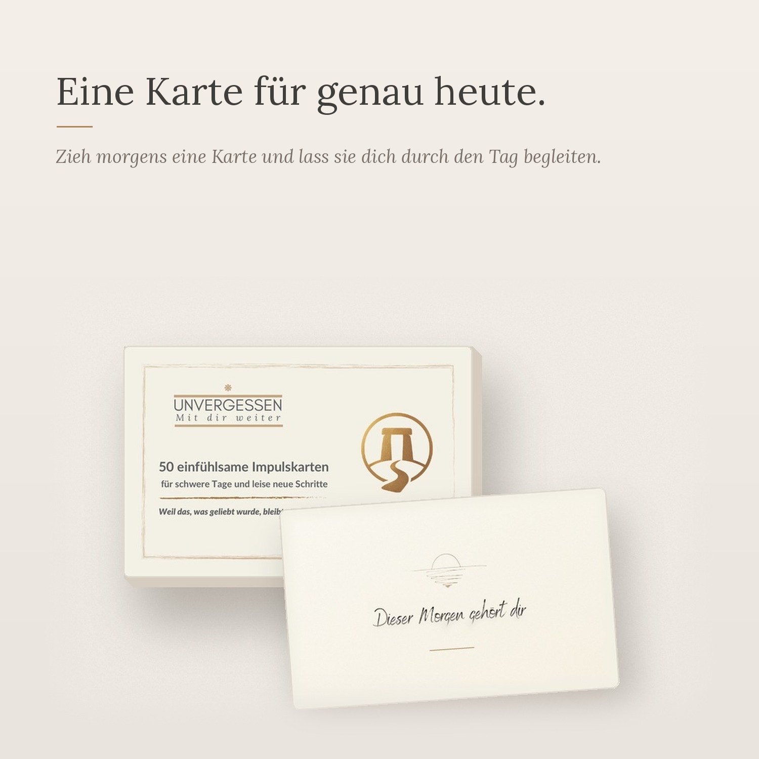 Eine Impulskarte für genau heute – Schachtel und gezogene Karte